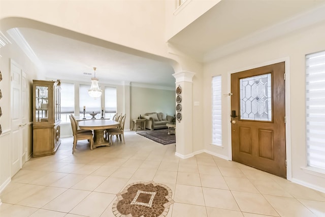 13719 Country Green Ct, Houston, TX 77059 - entryway featuring crown molding and light tile patterned floors