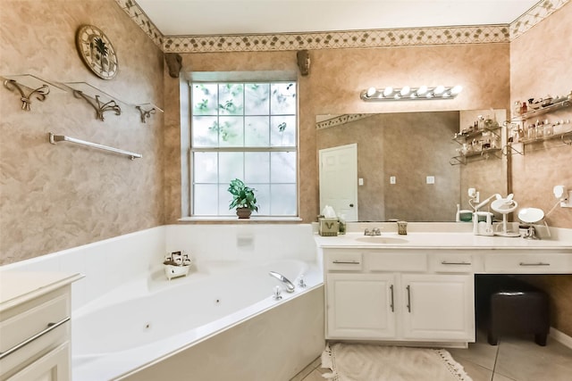 13719 Country Green Ct, Houston, TX 77059 - full bath with vanity, a whirlpool tub, and tile patterned flooring