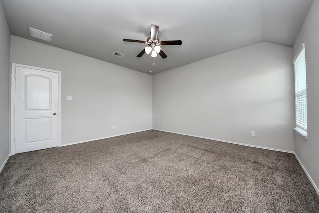 23714 Piedmont Forest Dr, Katy, TX 77493 - carpeted empty room featuring ceiling fan and vaulted ceiling