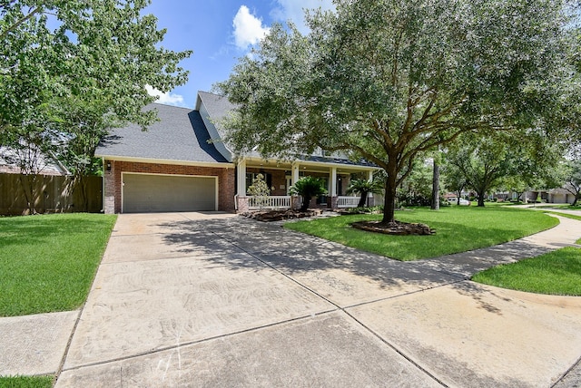 14023 Armant Place Dr, Cypress, TX 77429 - view of front of property with covered porch, brick siding, a garage, concrete driveway, and roof with shingles