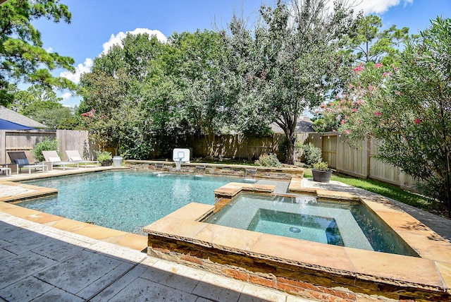 14023 Armant Place Dr, Cypress, TX 77429 - view of pool with a fenced backyard and a pool with connected hot tub