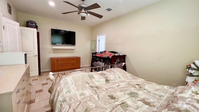 13518 Oak Bend Forest Dr, Houston, TX 77083 - bedroom featuring a ceiling fan and light tile patterned floors