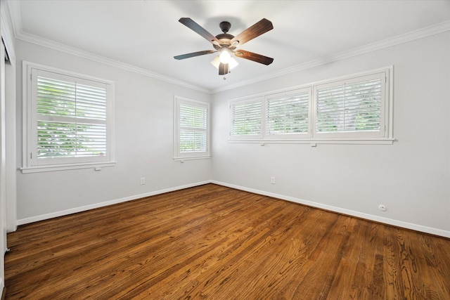 4614 Kinglet St, Houston, TX 77035 - spare room featuring ornamental molding, wood finished floors, and a ceiling fan