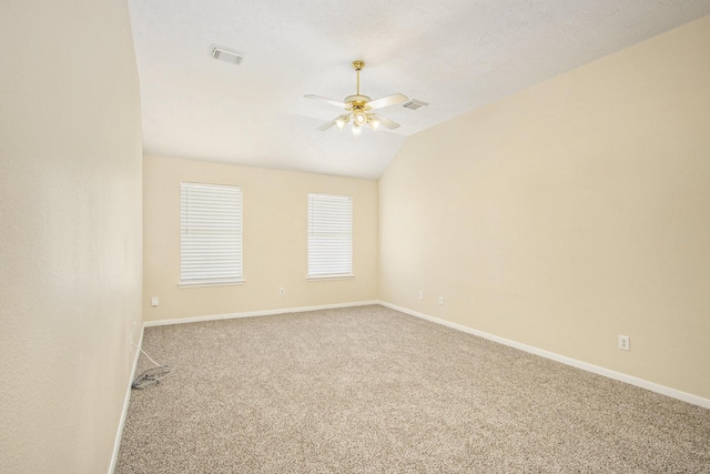 2521 Sea Horse Ct, Seabrook, TX 77586 - carpeted spare room featuring ceiling fan and vaulted ceiling