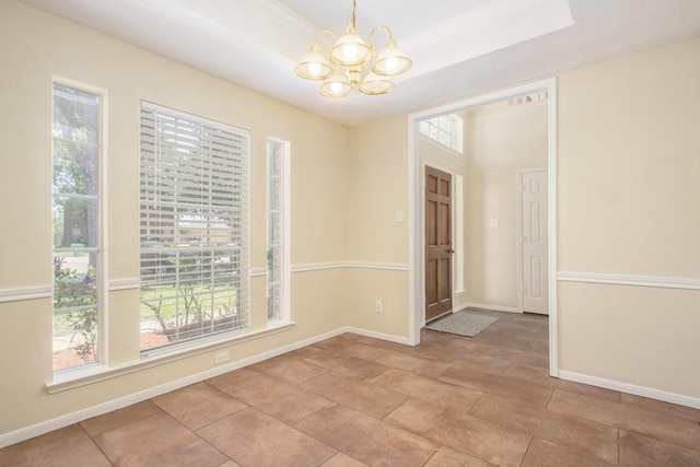 2521 Sea Horse Ct, Seabrook, TX 77586 - unfurnished room with a chandelier and a raised ceiling