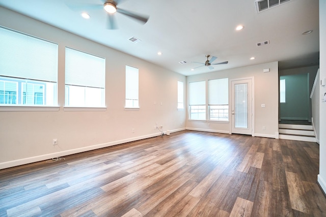 2802 Grand Fountains Dr Unit C, Houston, TX 77054 - unfurnished room featuring a ceiling fan, wood finished floors, and recessed lighting