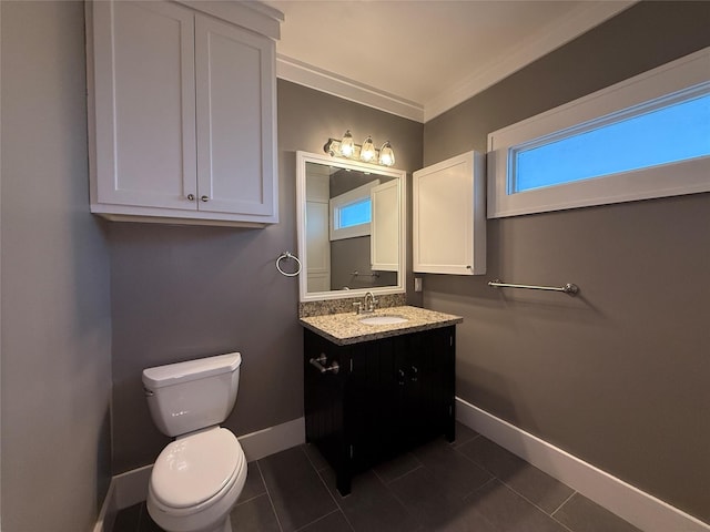 110 E 24th St, Houston, TX 77008 - half bathroom featuring vanity, tile patterned flooring, and crown molding