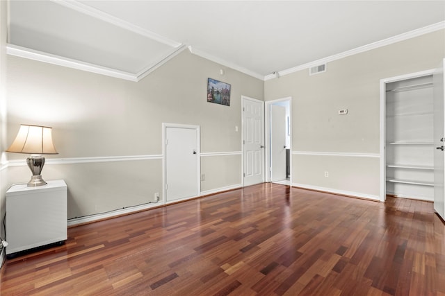 2425 Augusta Dr Unit 30, Houston, TX 77057 - unfurnished bedroom with ornamental molding, wood finished floors, and a closet