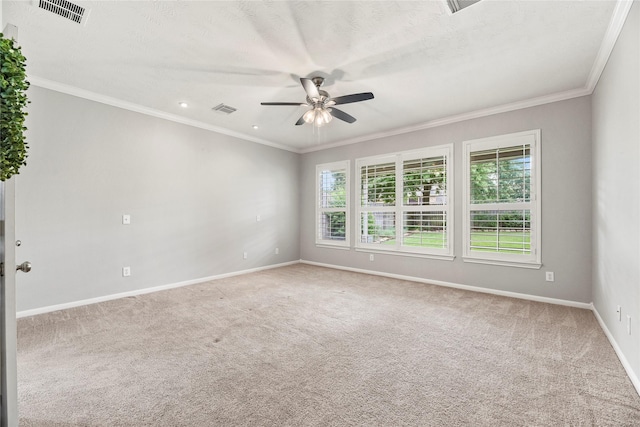 17518 Cypress Laurel St, Houston, TX 77095 - unfurnished room with ceiling fan, carpet, ornamental molding, and recessed lighting