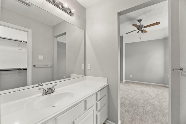 17518 Cypress Laurel St, Houston, TX 77095 - bathroom with a ceiling fan and vanity