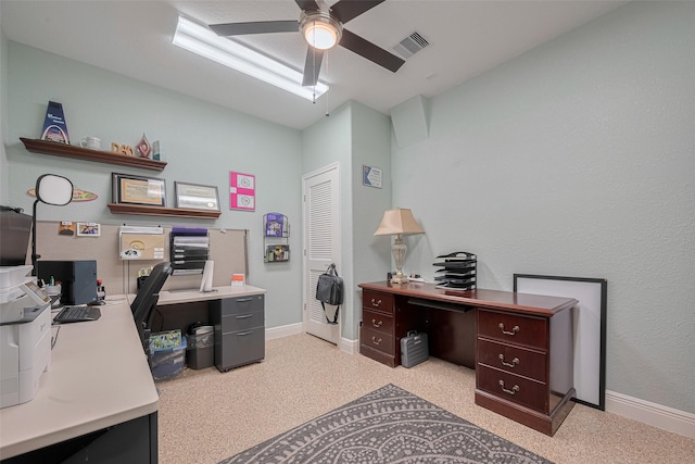 3903 Grand Fir Ct, Richmond, TX 77469 - home office with a ceiling fan and dark aggregate flooring