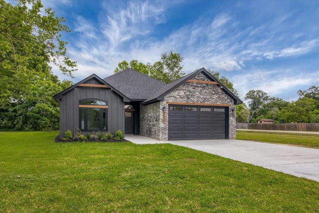 3220 Saint James Blvd, Beaumont, TX 77705 - view of front facade with an attached garage, board and batten siding, concrete driveway, roof with shingles, and brick siding