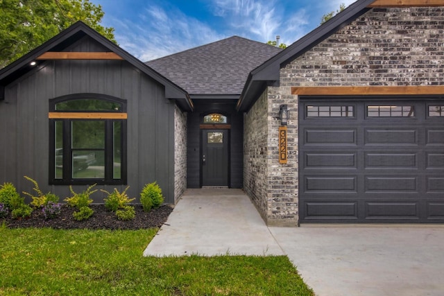 3220 Saint James Blvd, Beaumont, TX 77705 - entrance to property featuring roof with shingles, an attached garage, and stone siding
