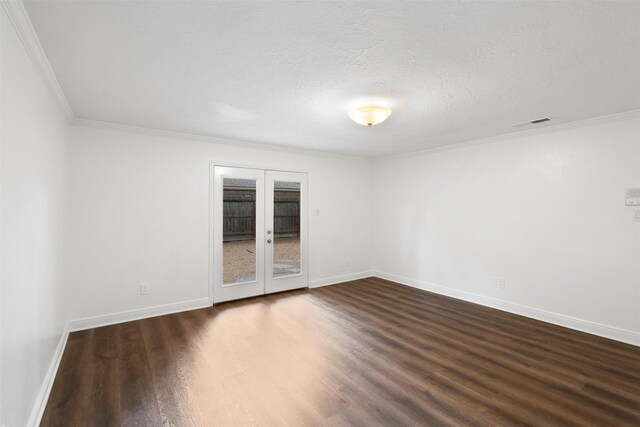 310 W Fair Harbor Ln, Houston, TX 77079 - spare room with dark wood-style floors, ornamental molding, and a textured ceiling