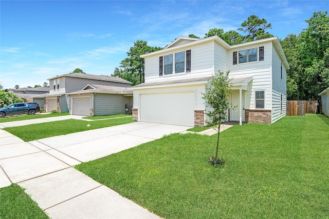 9826 Orchid Spring Ln, Houston, TX 77044 - traditional-style home with concrete driveway, an attached garage, and brick siding