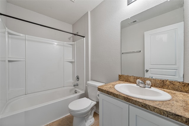 9826 Orchid Spring Ln, Houston, TX 77044 - bathroom with vanity, shower / bathtub combination, and a textured wall