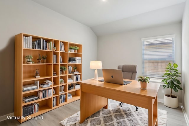 8614 Lake Groove Ln, Baytown, TX 77523 - office space with wood finished floors and vaulted ceiling