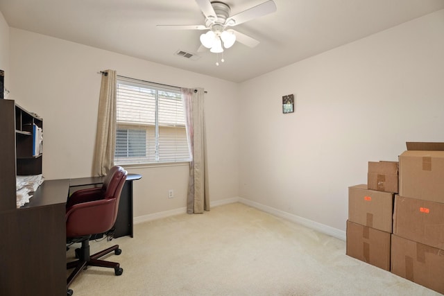 4146 S Webber Dr, Pearland, TX 77584 - home office with a ceiling fan and carpet flooring