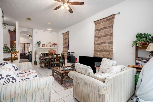 13703 Naples Park Ln, Houston, TX 77070 - living room with ceiling fan and light tile patterned floors