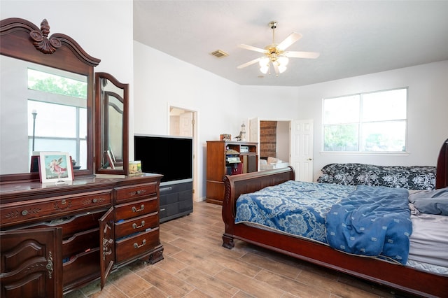 13703 Naples Park Ln, Houston, TX 77070 - bedroom featuring wood tiled floors and ceiling fan