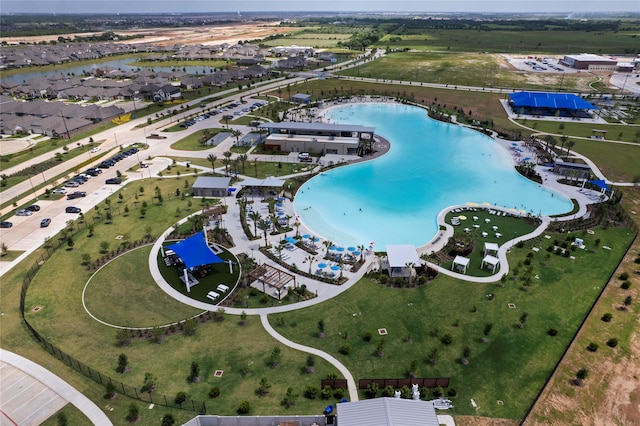 1100 Greenshank Dr, Katy, TX 77493 - aerial view of property's location with a large body of water and a pool area
