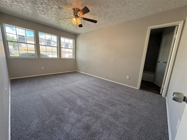 10052 Sharpton Dr, Houston, TX 77038 - carpeted empty room with ceiling fan and a textured ceiling