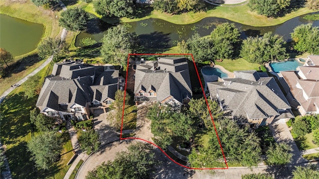 12207 Johns Enterprise Ct, Cypress, TX 77433 - aerial view of residential area with property boundaries highlighted and a large body of water