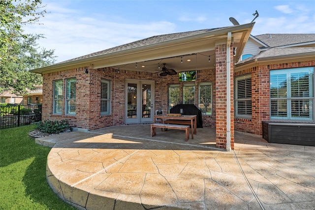 12207 Johns Enterprise Ct, Cypress, TX 77433 - view of patio with ceiling fan and french doors