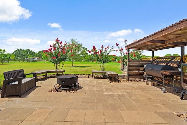 4419 Lea Ln, Fulshear, TX 77406 - view of patio featuring a fire pit and a grill