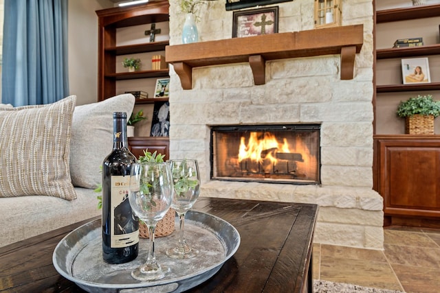 4419 Lea Ln, Fulshear, TX 77406 - living room featuring a stone fireplace