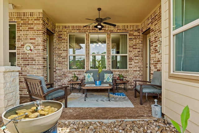 4419 Lea Ln, Fulshear, TX 77406 - view of patio / terrace featuring an outdoor hangout area and ceiling fan