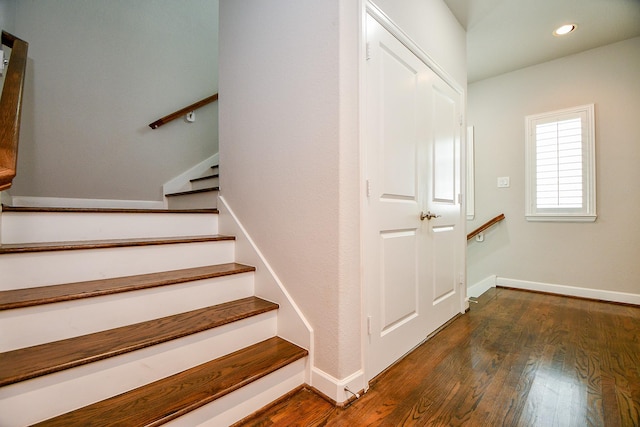 1909 Hickory St, Houston, TX 77007 - stairway featuring wood finished floors and recessed lighting