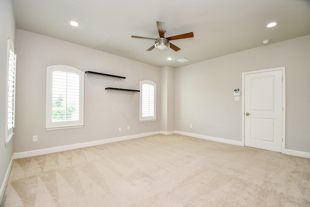 1909 Hickory St, Houston, TX 77007 - carpeted spare room with a ceiling fan, recessed lighting, and a smoke detector
