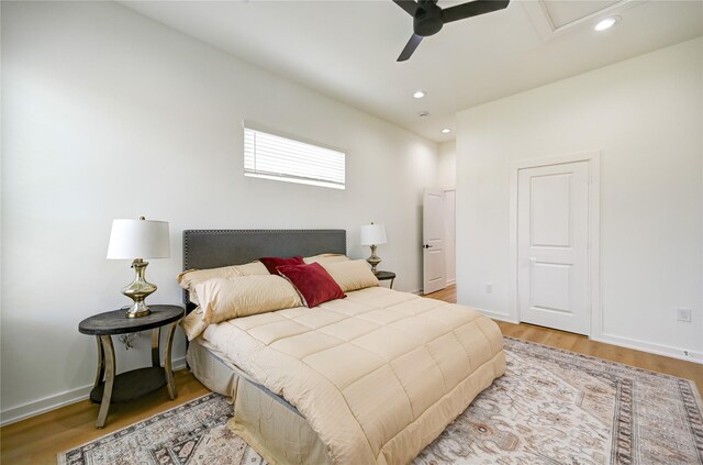 4009 New Orleans St A/B, Unit A/B Houston, TX 77020 - bedroom featuring wood finished floors, recessed lighting, and ceiling fan