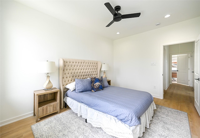 4009 New Orleans St A/B, Unit A/B Houston, TX 77020 - bedroom with wood finished floors, recessed lighting, and a ceiling fan