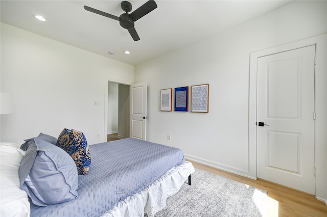 4009 New Orleans St A/B, Unit A/B Houston, TX 77020 - bedroom featuring light wood-style flooring, recessed lighting, and ceiling fan