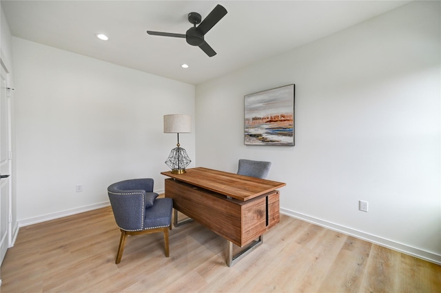 4009 New Orleans St A/B, Unit A/B Houston, TX 77020 - office space with ceiling fan, light wood finished floors, and recessed lighting