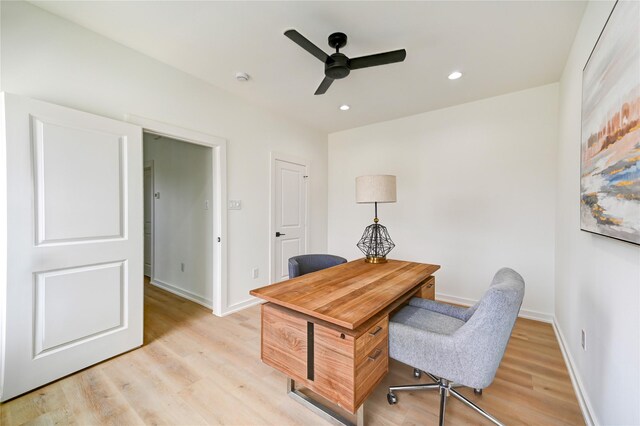 4009 New Orleans St A/B, Unit A/B Houston, TX 77020 - office space featuring ceiling fan, light wood finished floors, and recessed lighting