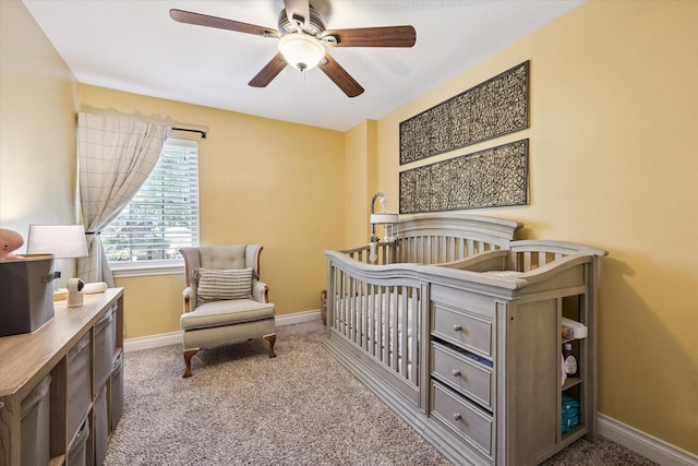 607 Ellingham Dr, Katy, TX 77450 - carpeted bedroom with a crib and ceiling fan