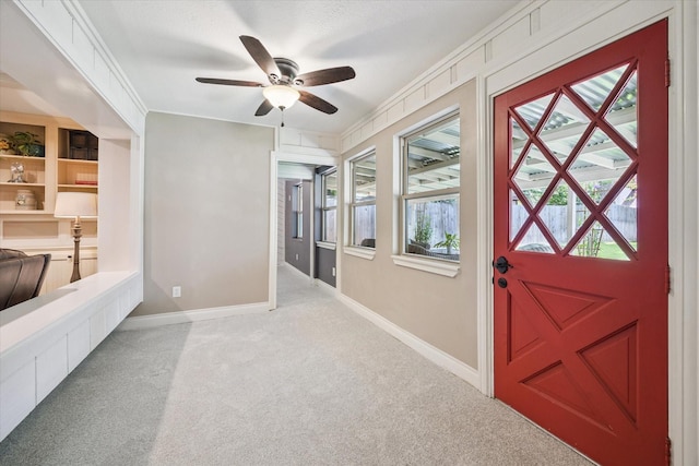 607 Ellingham Dr, Katy, TX 77450 - foyer entrance with carpet floors and ceiling fan