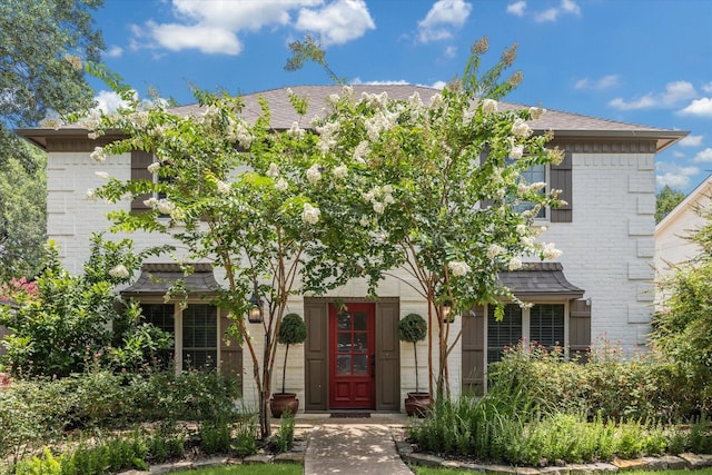 607 Ellingham Dr, Katy, TX 77450 - view of property hidden behind natural elements featuring brick siding and roof with shingles
