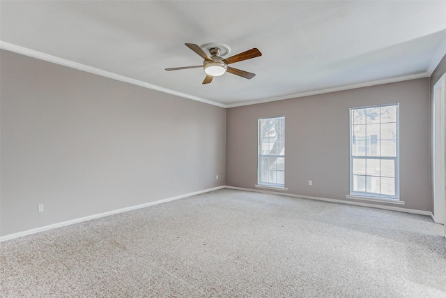 13060 Trail Hollow Dr Unit 3060, Houston, TX 77079 - spare room with ornamental molding, a ceiling fan, and light colored carpet