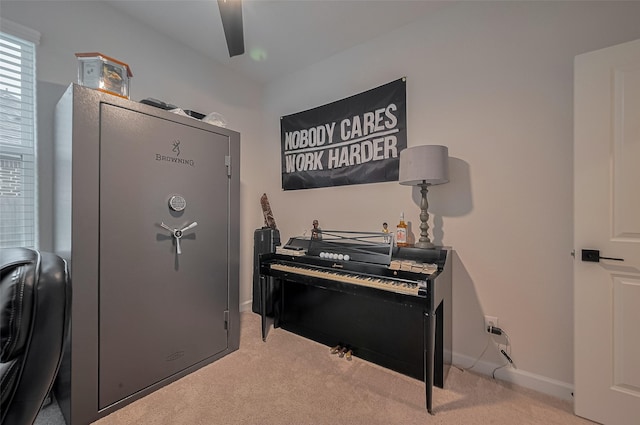 3213 Overfalls Dr, Santa Fe, TX 77510 - office with light carpet and ceiling fan