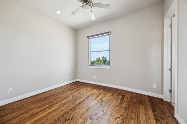4102 Marina St, Houston, TX 77007 - empty room featuring wood finished floors, ceiling fan, and recessed lighting
