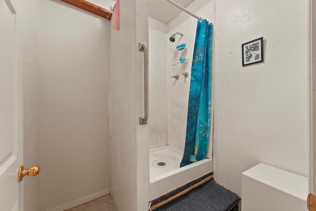 1327 Bartlett Cove Dr, Houston, TX 77067 - bathroom with a shower stall and tile patterned flooring