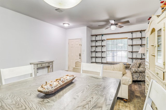 2726 Indigo Stone Ln, Katy, TX 77449 - dining area featuring dark wood-style floors and ceiling fan