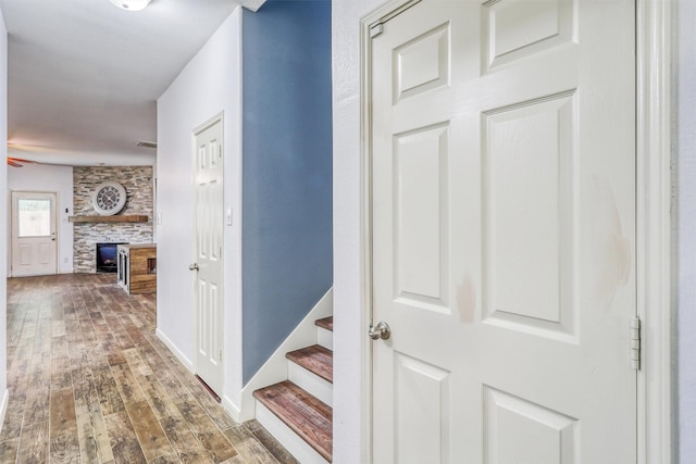 2726 Indigo Stone Ln, Katy, TX 77449 - hallway with wood finished floors