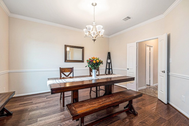 9215 Union Meadow Ln, Cypress, TX 77433 - dining room featuring ornamental molding, wood finished floors, a chandelier, and a desk