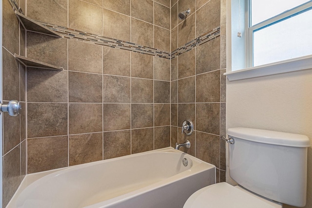 9215 Union Meadow Ln, Cypress, TX 77433 - bathroom featuring toilet and shower / bathtub combination