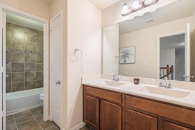 9215 Union Meadow Ln, Cypress, TX 77433 - bathroom featuring double vanity and bathing tub / shower combination